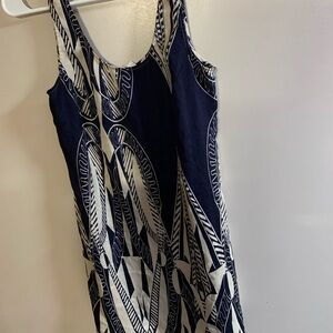 Navy and White Sleeveless Dress